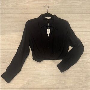 Favorite Daughter Black Cropped Button Down Shirt